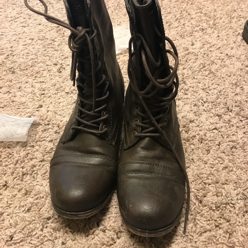 Brown combat boots